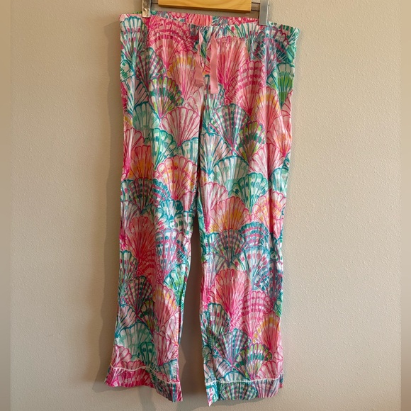 Lilly Pulitzer Pajama Pants Loose-Fit Cotton ‘Oh Shello’ Women’s XL Vacation - Picture 2 of 8